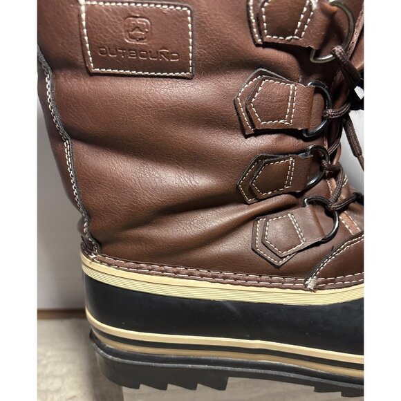 Outbound Size 9 Mens Brown & Black Insulated Winter Boots With Sherpa Lining - Picture 5 of 15
